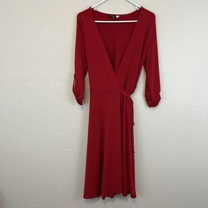 ModCloth Red Sudden Serenity Midi Wrap Dress Size M